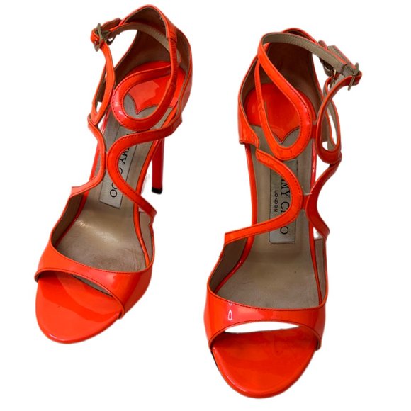 Jimmy Choo Orange Strapy 4" Heeled Sandals  Size 36 (US Size 6) - Picture 3 of 11